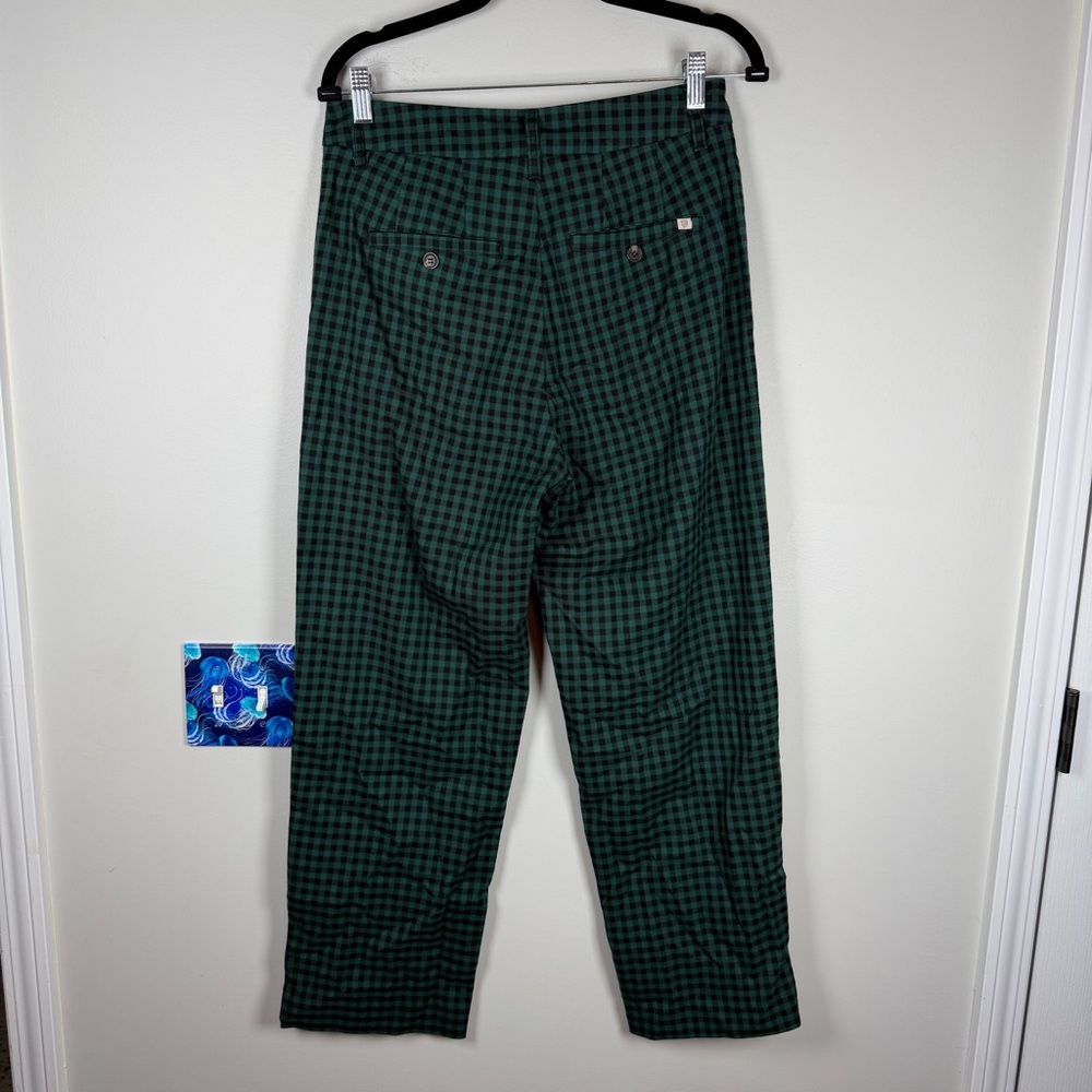 Brixton Green Plaid Checkered Retro Ankle Trousers Crop Work Pant Preppy Size 26 - Picture 11 of 11